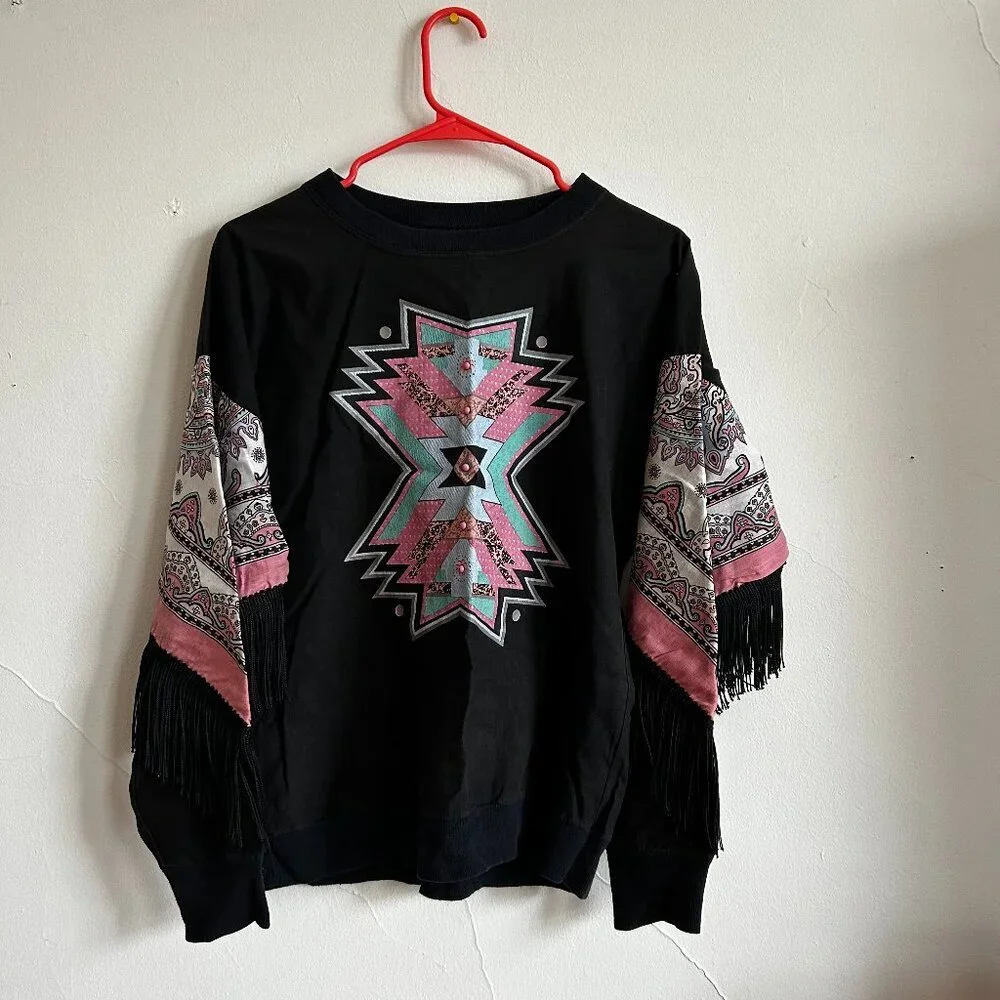 *Rare Vintage* Hazelwood Southwest Fashion Vintage Fringe Shirt (Medium) - Picture 2 of 6